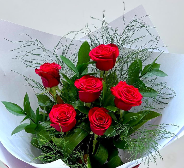 6 Stems Long Red Roses