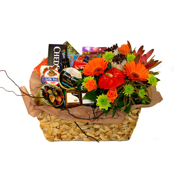 Gourmet & Flowers Gift Basket